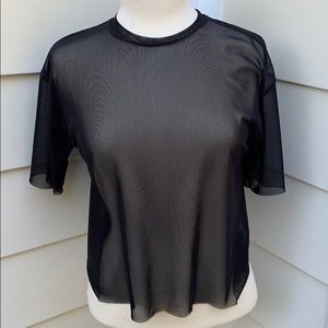 Black Sheer Top Edgy Y2K Layering See‑Through Clubwear Minimalist Streetwear